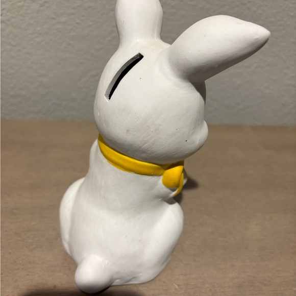 White and Yellow Bunny Piggy Bank with Upright Ears - Picture 4 of 4